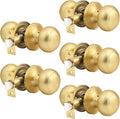 Probrico Gold Passage Door Knob 5 Pack - Keyless Interior Set