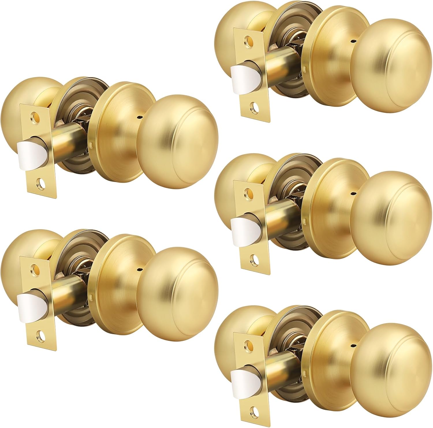 Probrico 5 Pack Gold Passage Door Knob for Hallway and Closet