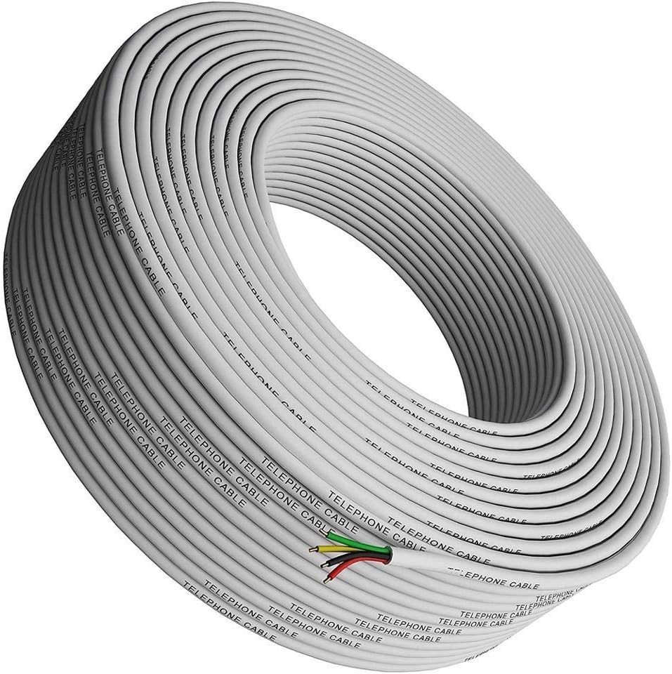 Phone Cable 300ft Rounded White Roll for RJ11 Connections