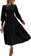 Women 2025 Puff Sleeve Smocked Maxi Dress - Flowy Empire Waist