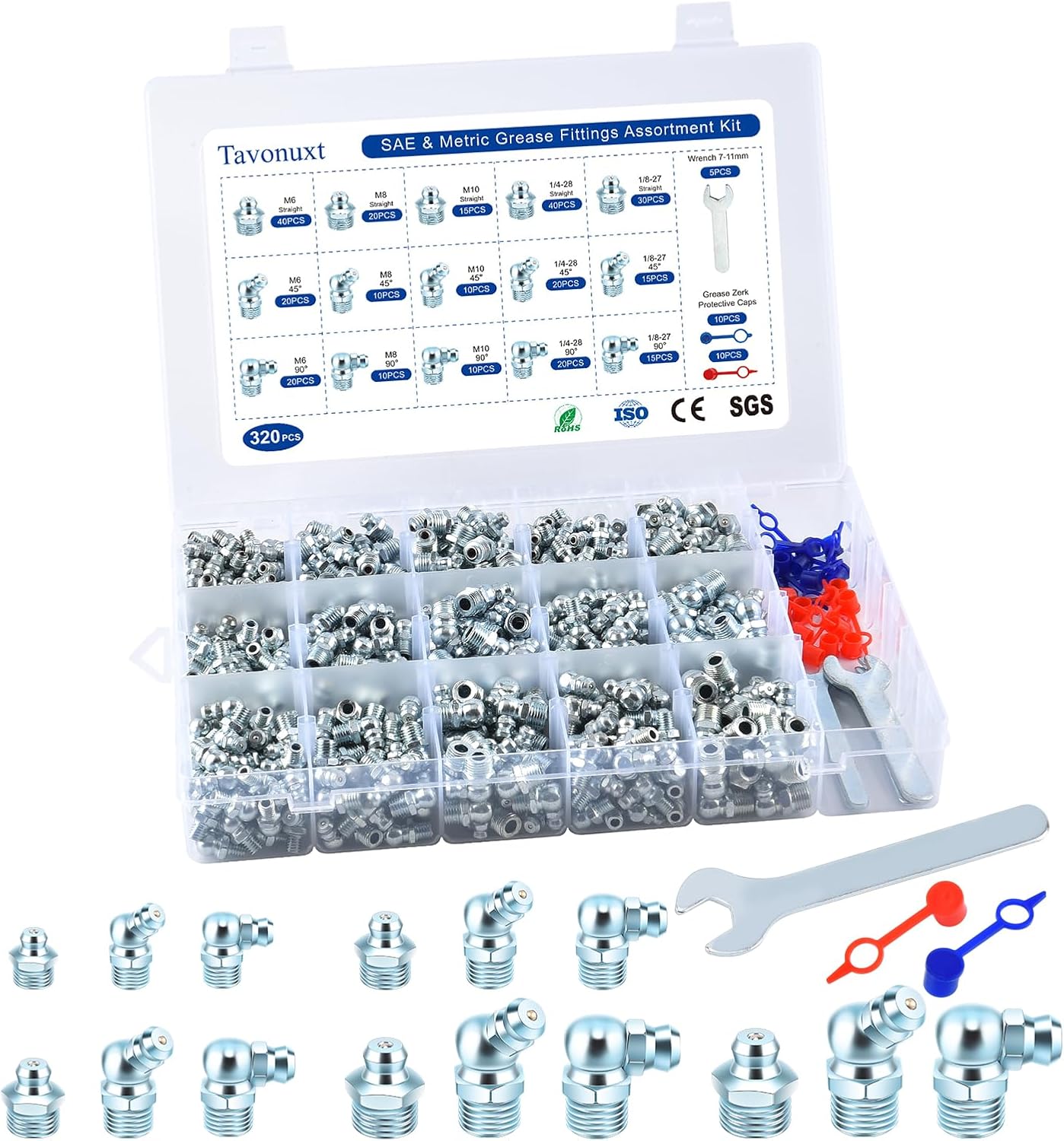 320 PCS SAE & Metric Grease Fittings Kit for Automotive Use
