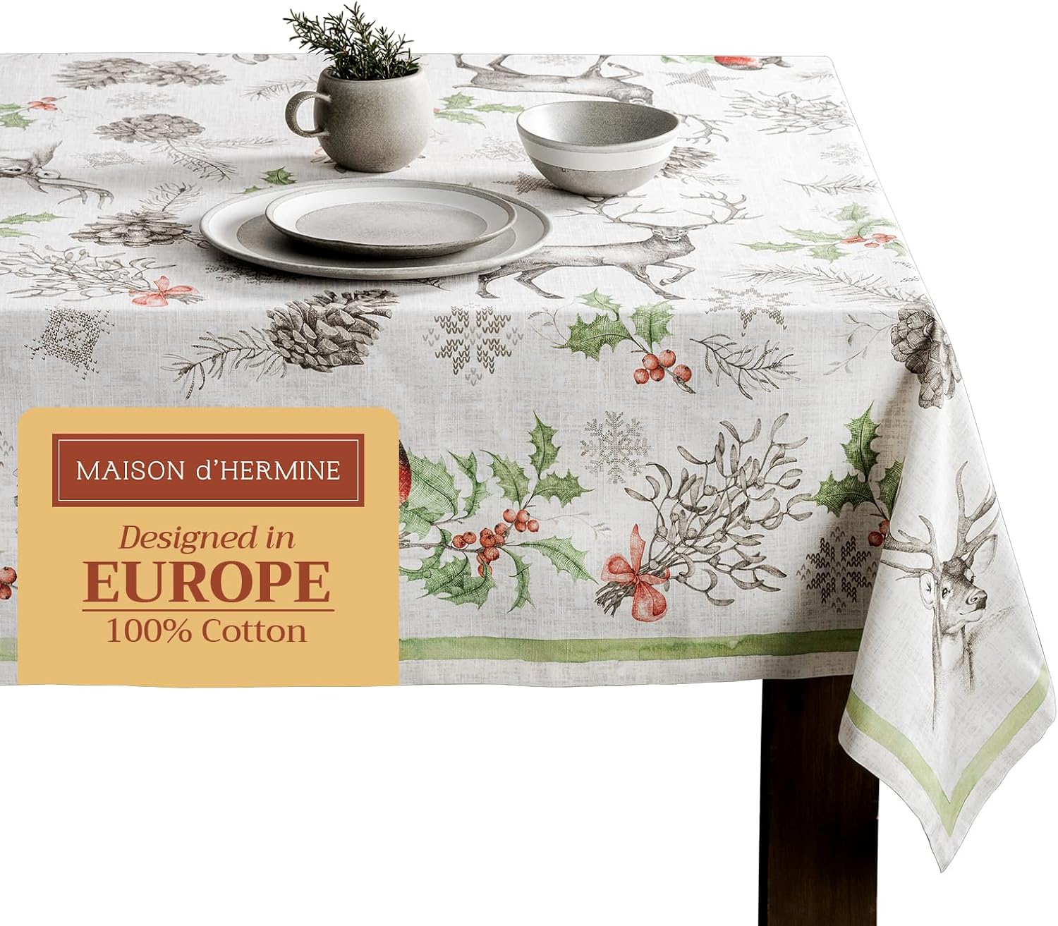 Maison d' Hermine 100% Cotton Table Cloth for Elegant Dining