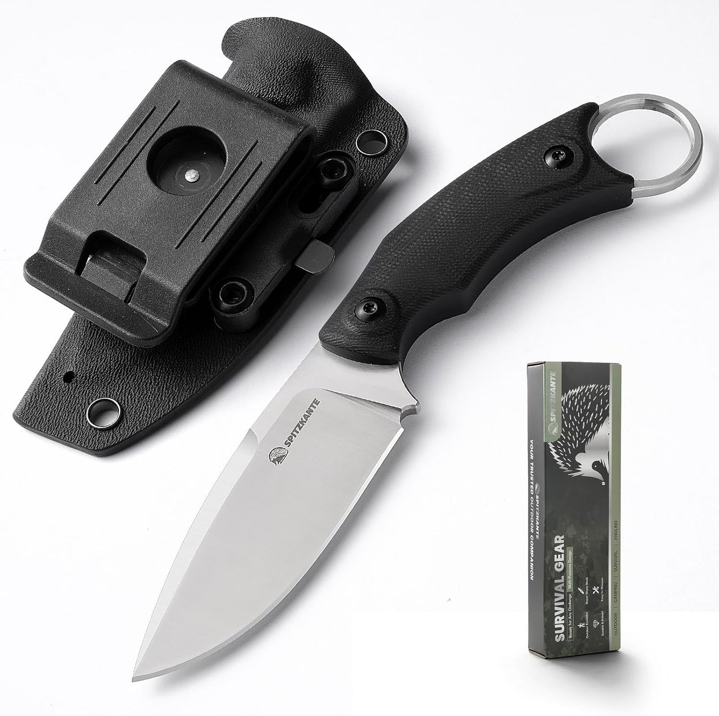 6.92in Small Fixed Blade Knife with Adjustable Clip for EDC