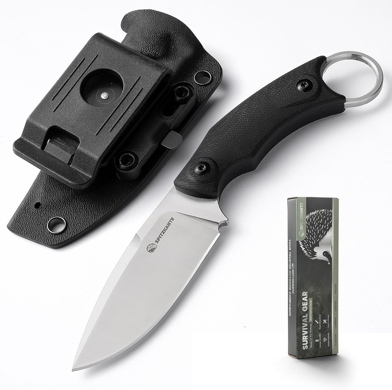 6.92in Small Fixed Blade Knife with Adjustable Clip for EDC