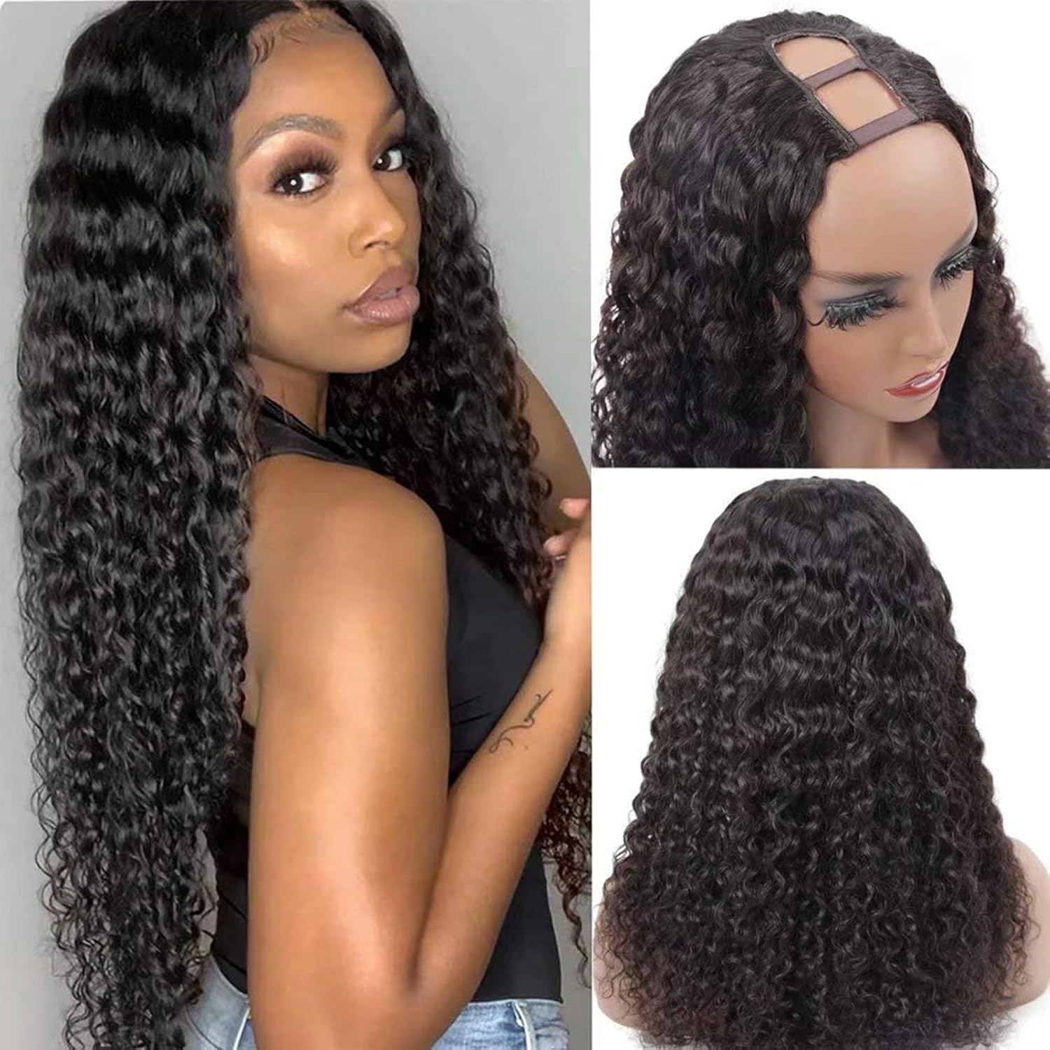 Deep Wave U Part Wig Human Hair 22 Inch for Women Stylish Look