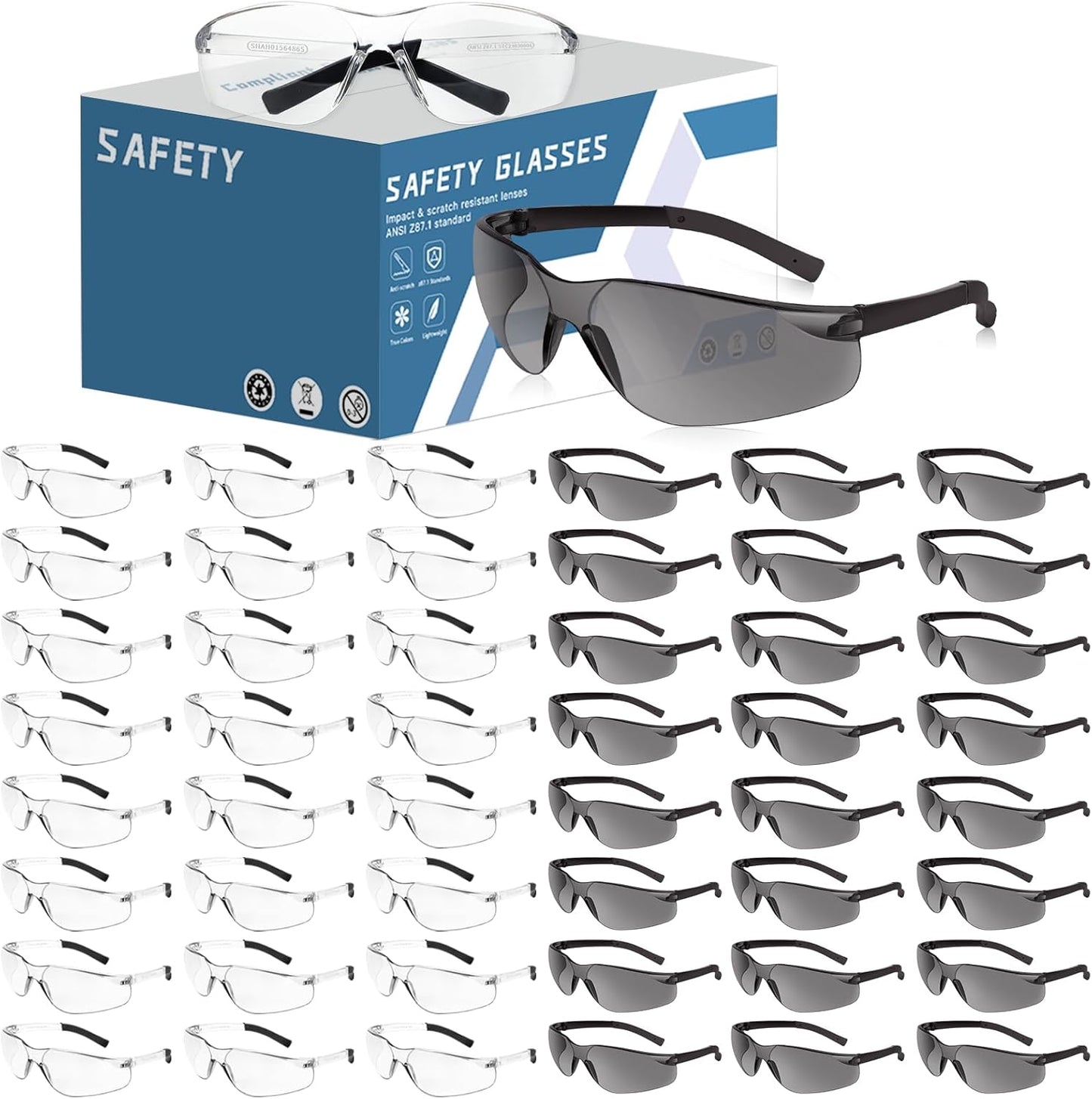Bulk Safety Glasses with Clear Lens for Eye Protection Needs