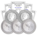 2022 P Lot of 5 1 oz Australian Silver Kangaroo Coins - BU with COAs