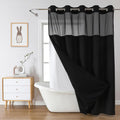 Black No Hook Waffle Weave Shower Curtain for Modern Bathrooms