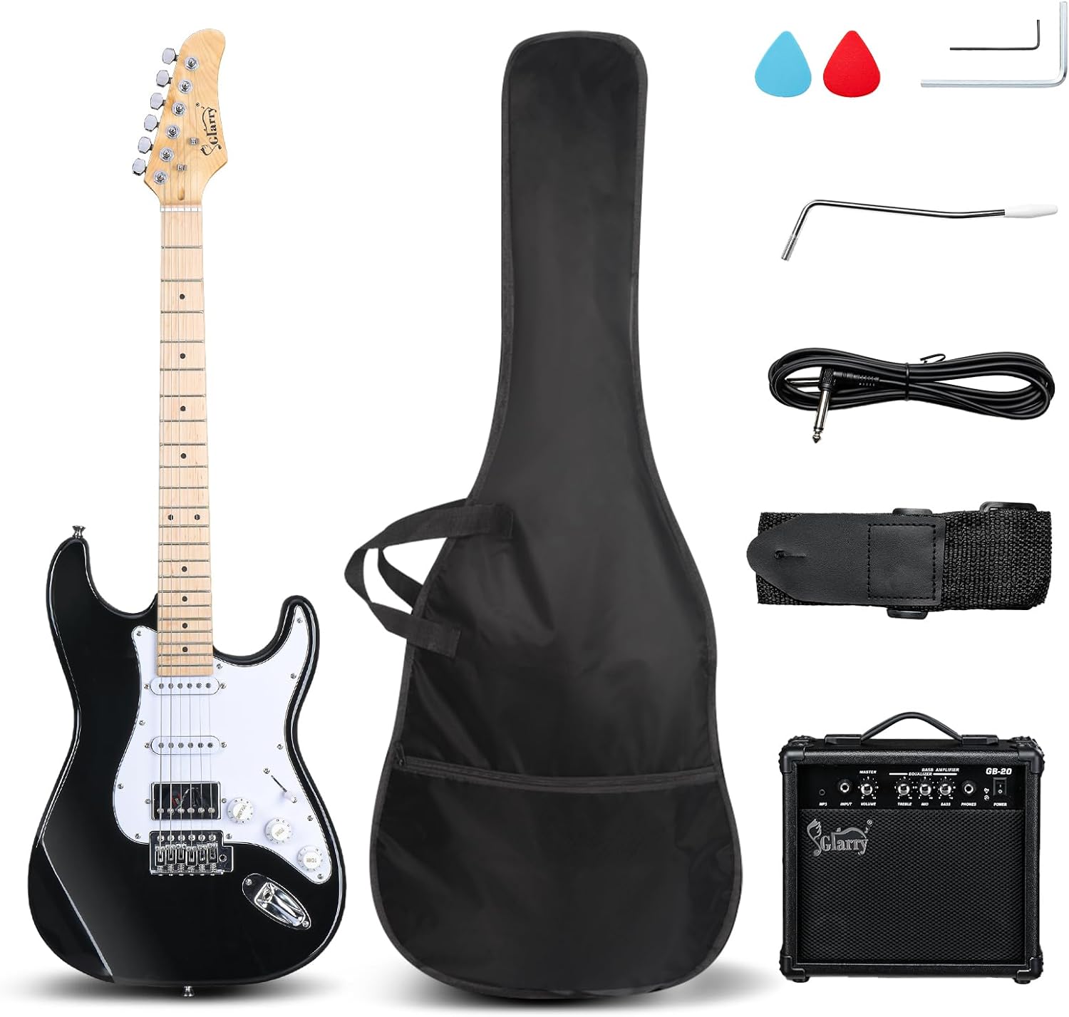 GLARRY Electric Guitar Kit with HSS Pickup and Accessories