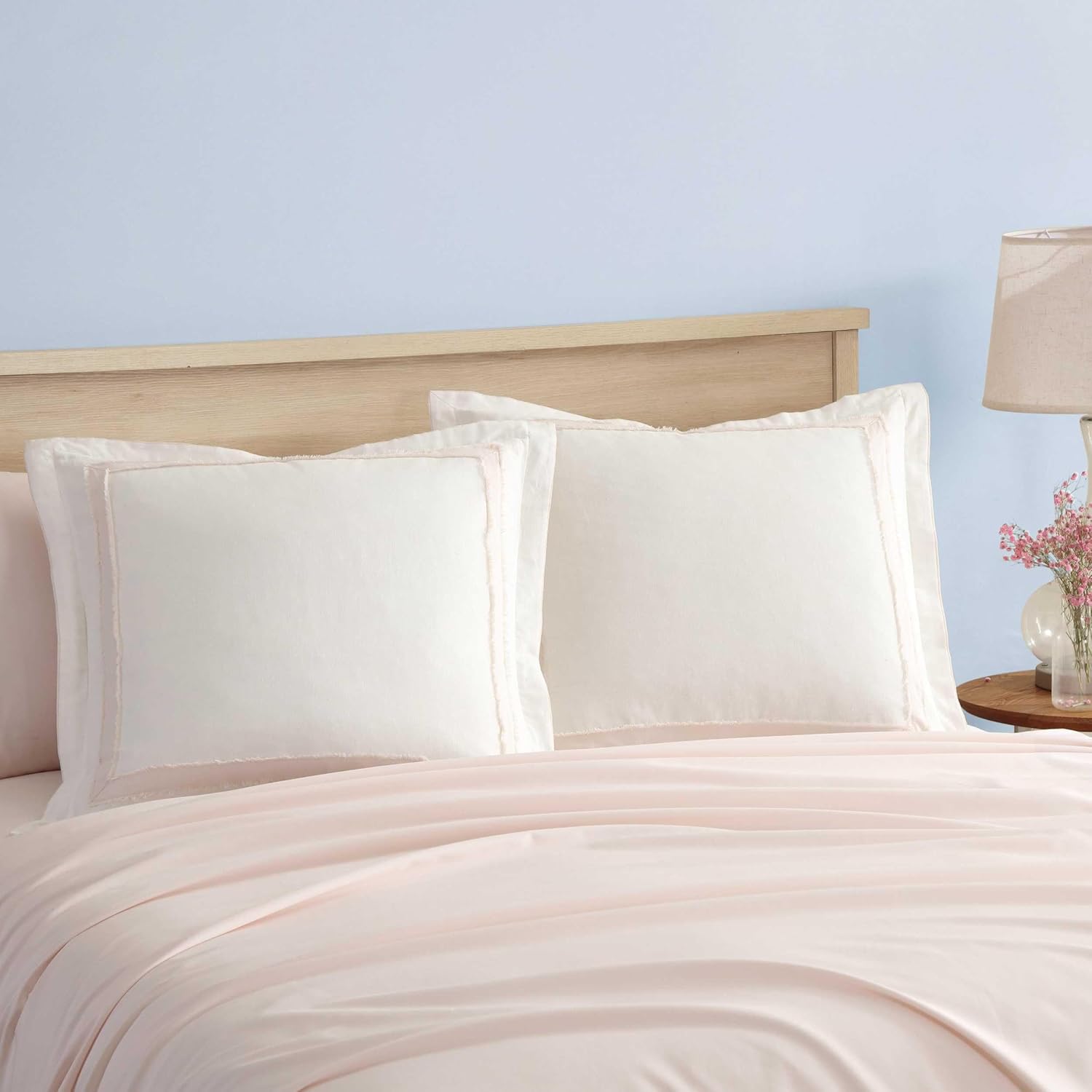 Laura Ashley Euro Sham Cover, 100% Cotton, Mila Pink 26in x 26