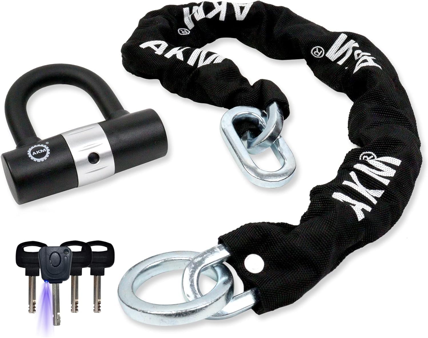 AKM Anti-Theft Bike Lock with Heavy Duty Chain and U Lock