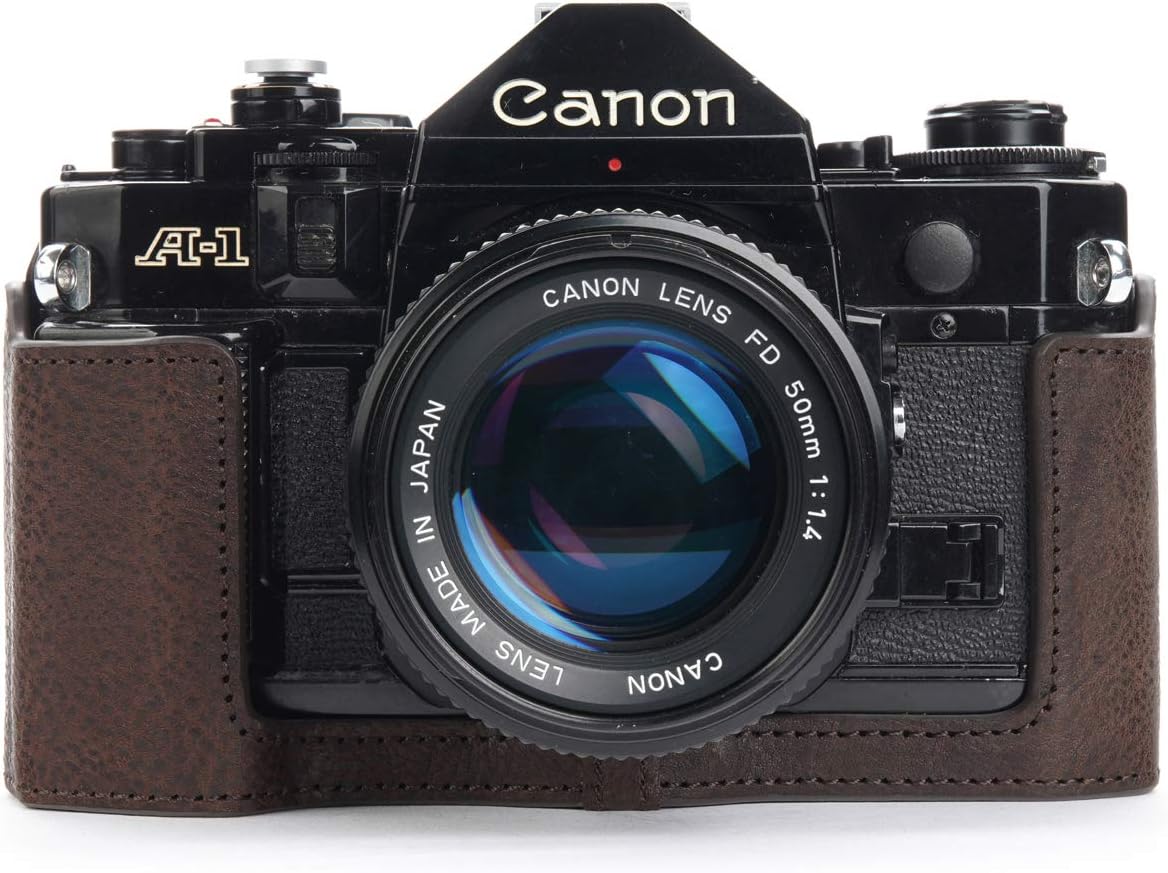 BolinUS Handmade Genuine Leather Half Camera Case for Canon
