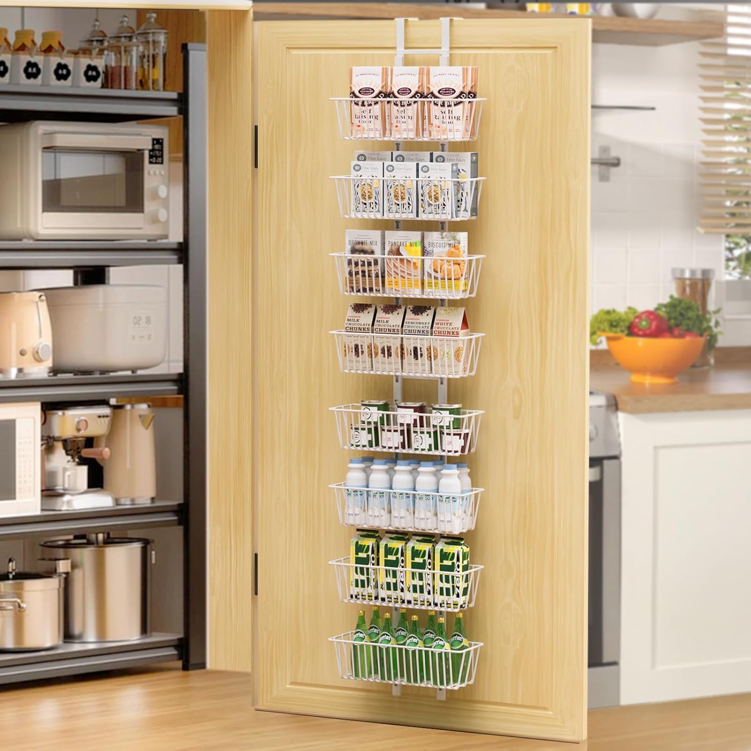 8 Tier Over the Door Pantry Organizer for Kitchen and Bathroom