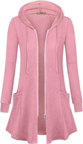 Miusey Womens Zip Up Long Hoodie Jacket Lightweight Tunic - Versatile