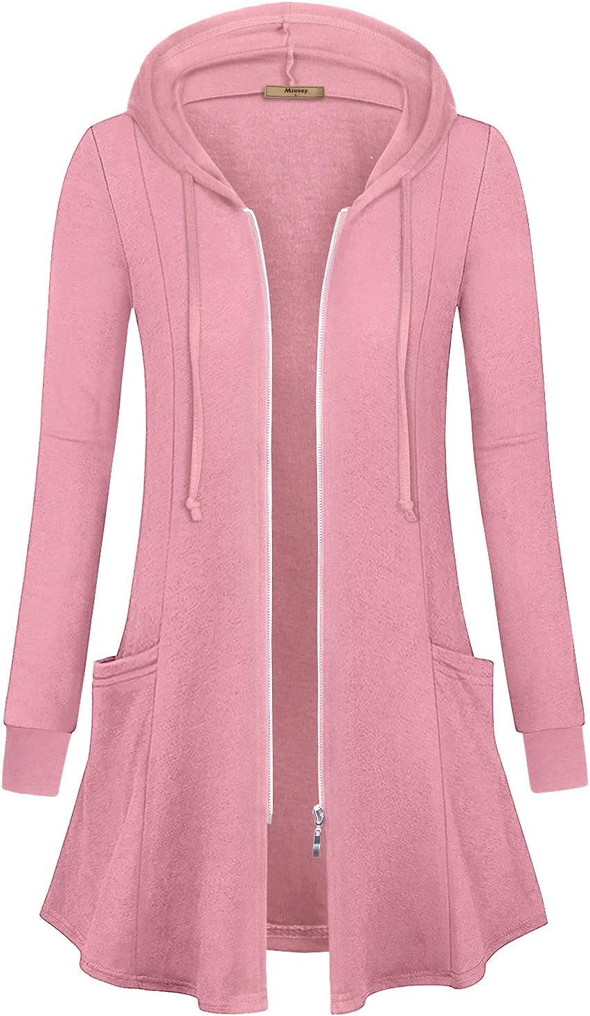Miusey Womens Zip Up Long Hoodie Jacket for Stylish Comfort