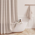 BTTN 78 in Long Shower Curtain - Boho Linen Heavy Duty Tassel