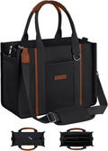 Womens Canvas Tote Bag with Zipper and Compartments - M Size