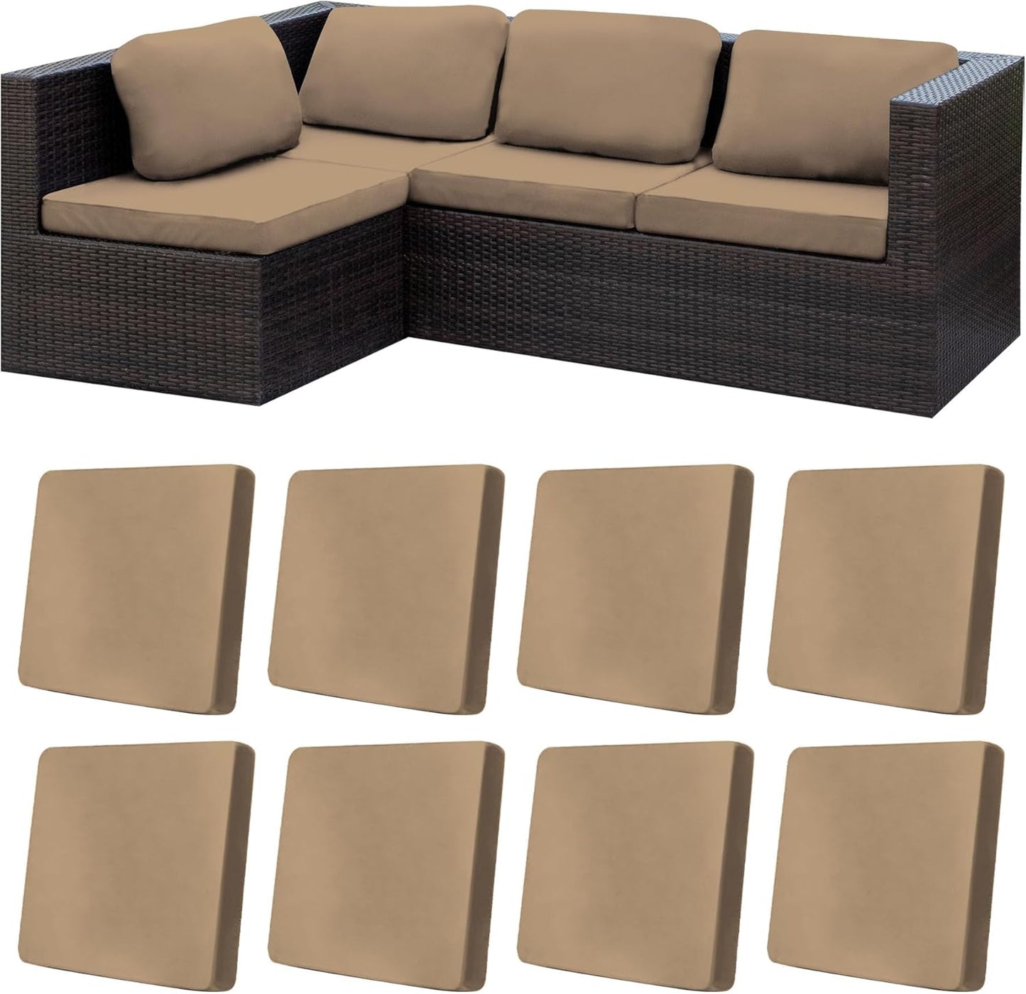 8Pcs Stretch Patio Cushion Covers for Outdoor Couch Protection