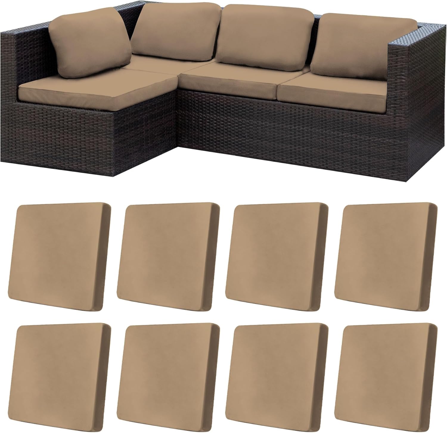 8Pcs Stretch Patio Cushion Covers for Outdoor Couch Protection