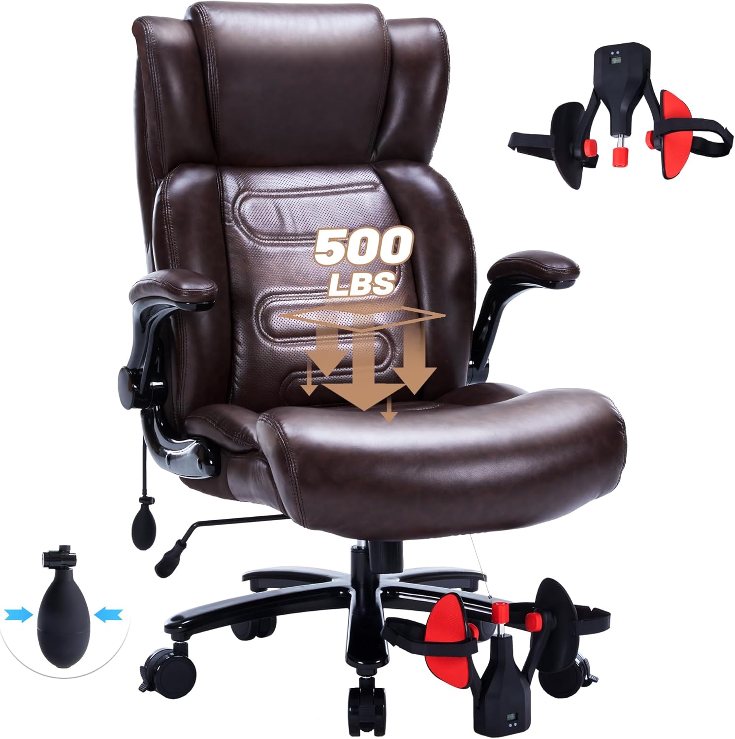 Big & Tall Office Chair with Thigh Exerciser - Ergonomic Lumbar Support