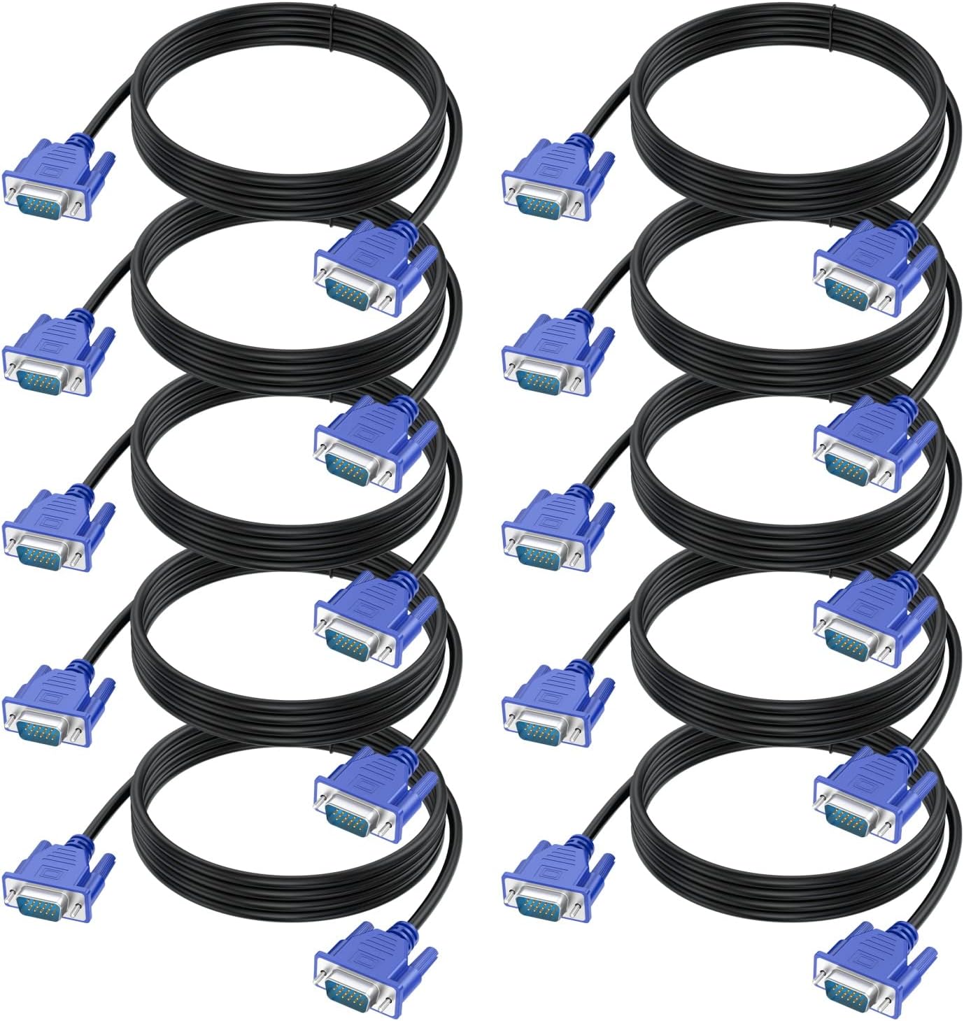 VGA Cable 6 Feet 10-Pack for High-Quality Video Connections