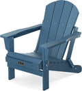 Folding Adirondack Chair Weather Resistant Outdoor Seating - Blue