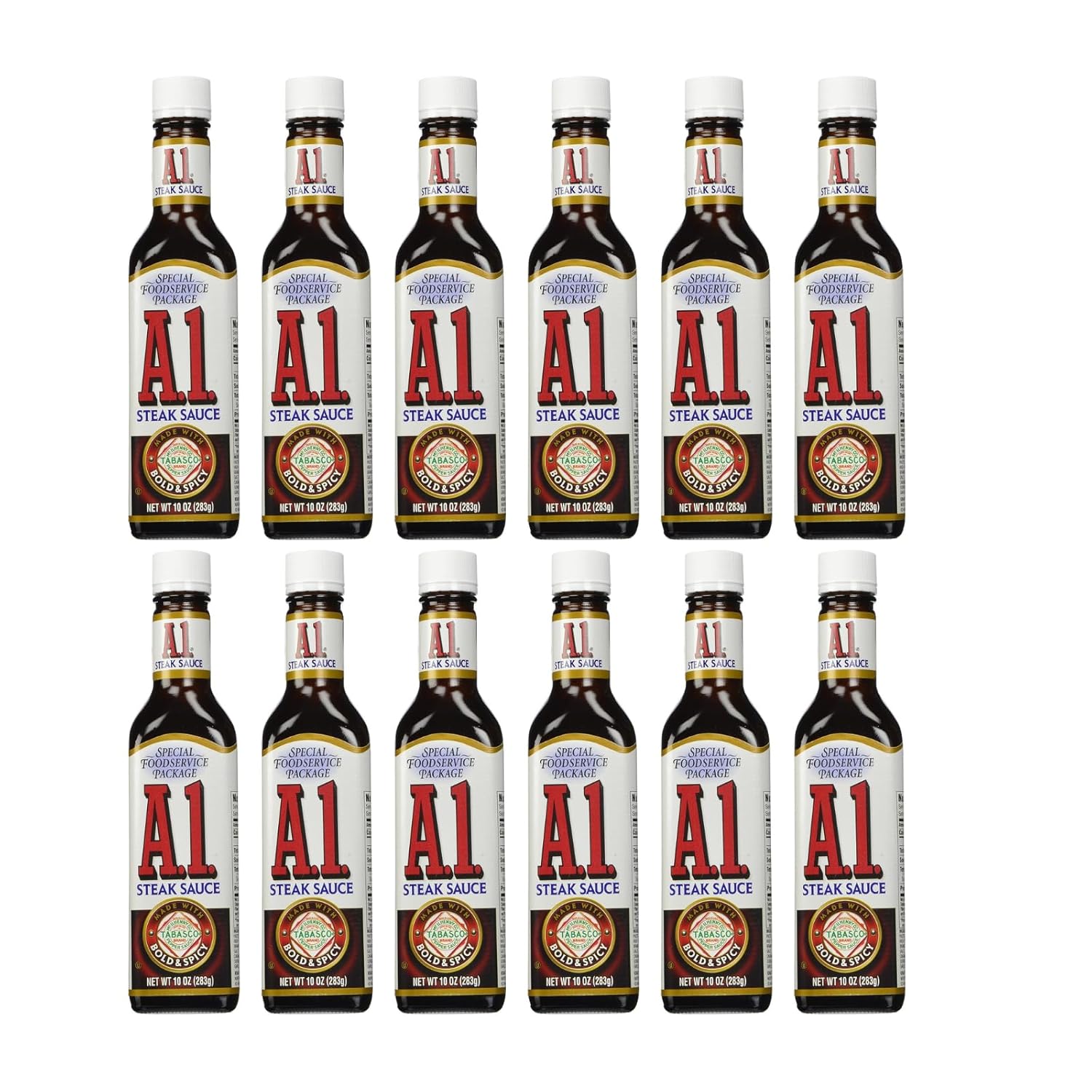 A1 Bold and Spicy Steak Sauce with Tabasco, 12 Count Bottles