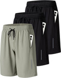 Mens Athletic Gym Workout Shorts with Zipper Pockets - Lightweight