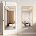 Full Length Over The Door Mirror 47x22 in - Space-Saving Gold