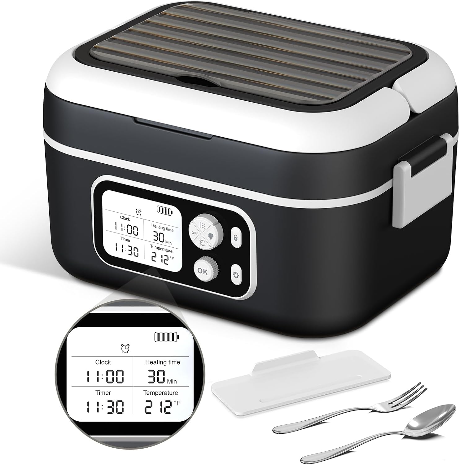 Cordless Electric Heated Lunch Box with Smart Timer Function