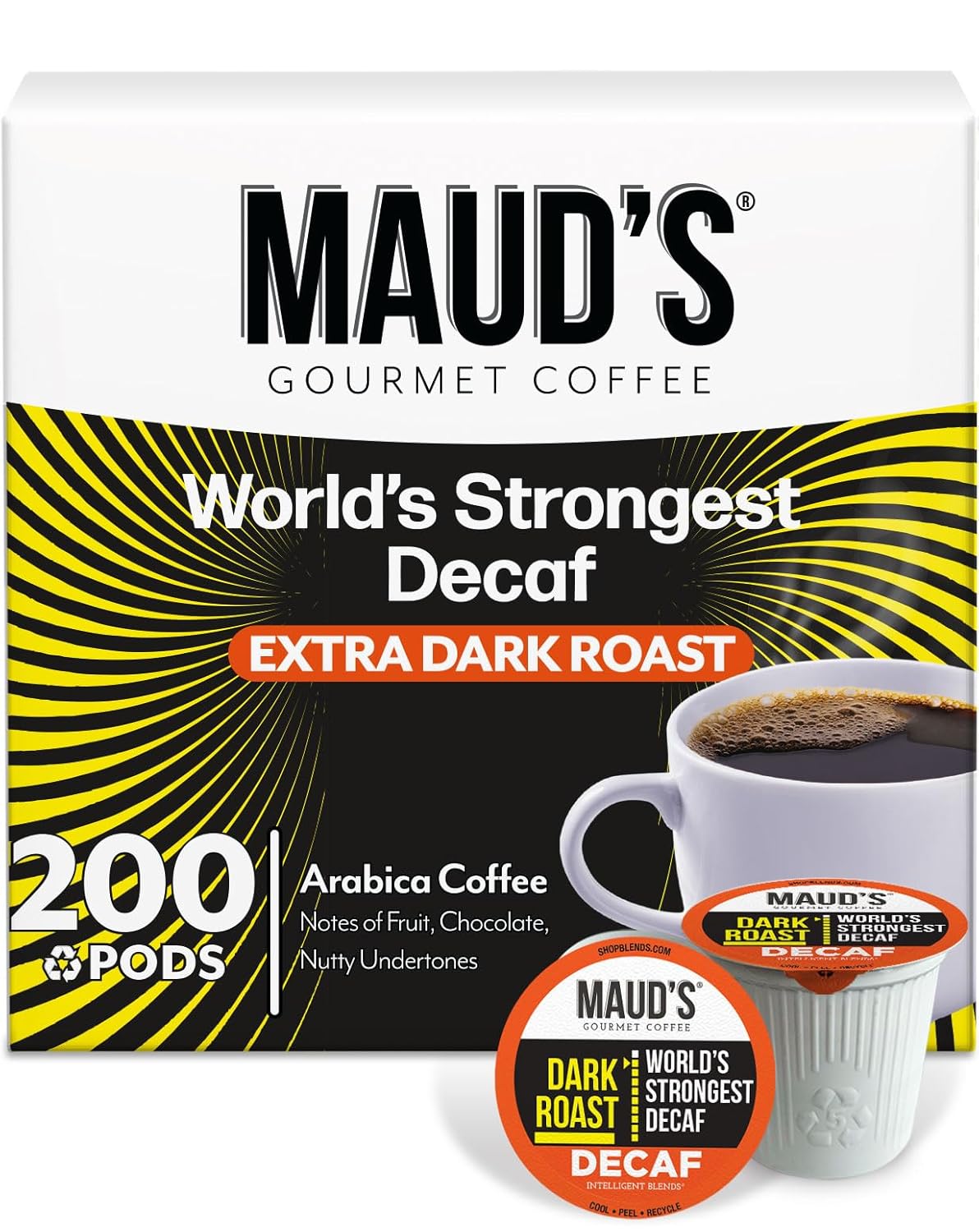 World's Strongest Decaf Coffee Pods - 200 ct Dark Roast Delight