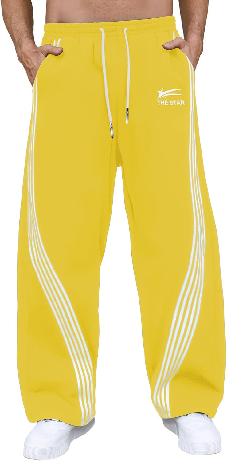 GORGLITTER Men's Baggy Wide Leg Sweatpants for Y2K Style