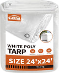 TARPAL 24ftx24ft White Tarp Waterproof 7.5 mil - Medium Duty Shield