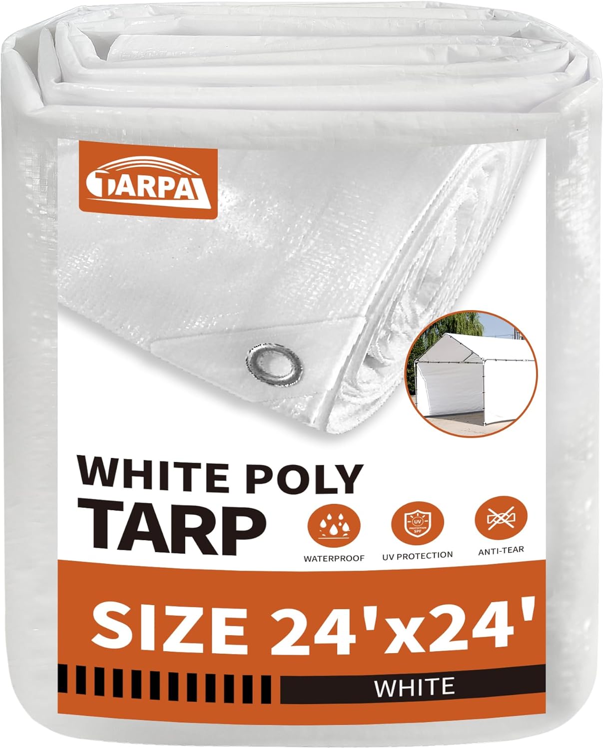 TARPAL 24ftx24ft White Tarp - Waterproof, UV Protection & More