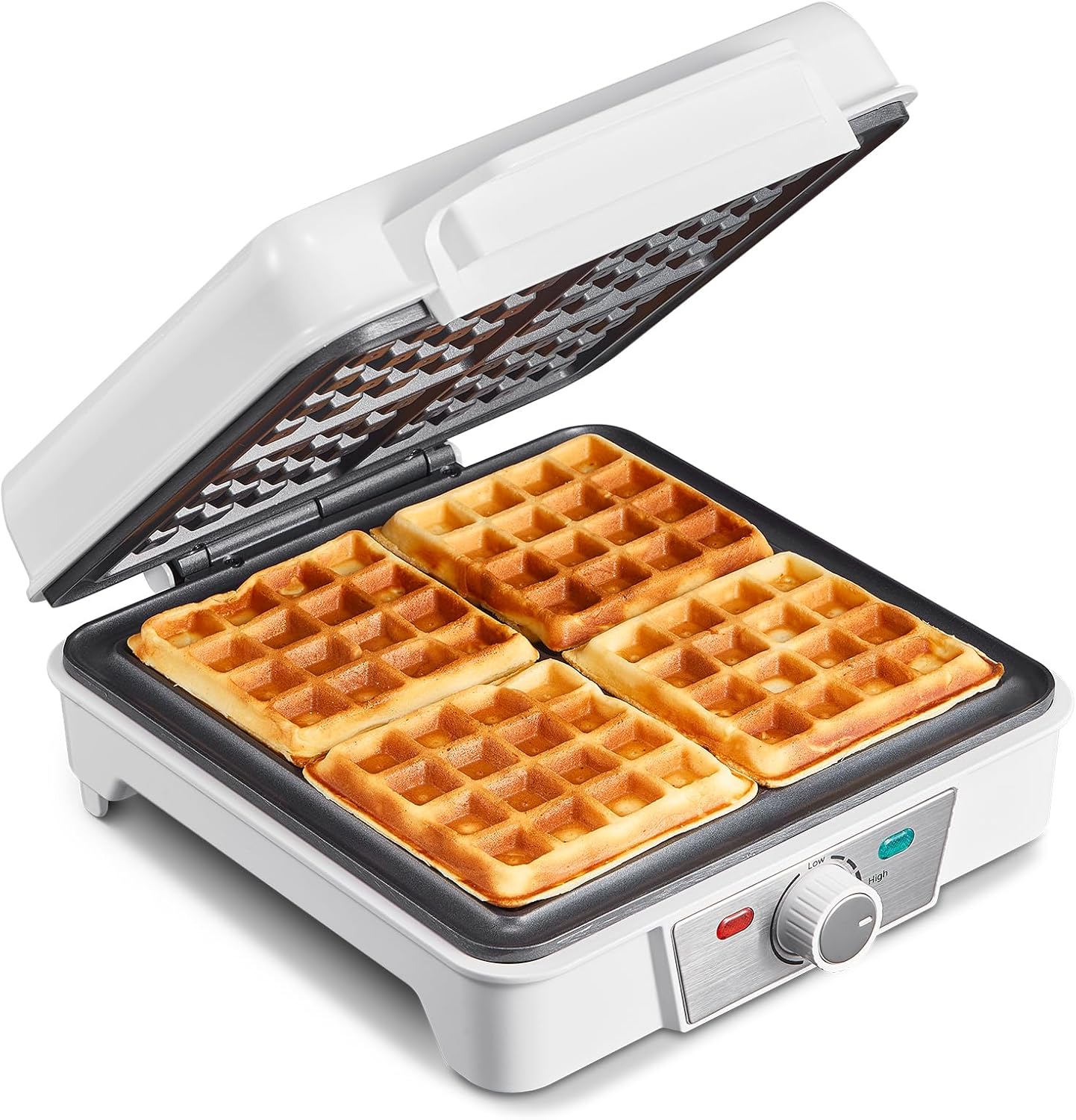 Belgian Waffle Maker 4 Slices with Anti-Overflow Design