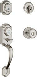 Kwikset Montara Front Door Handleset and Deadbolt Set - Secure Satin