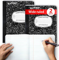 Composition Notebook Wide Ruled 2 Pack - Durable Black Marble