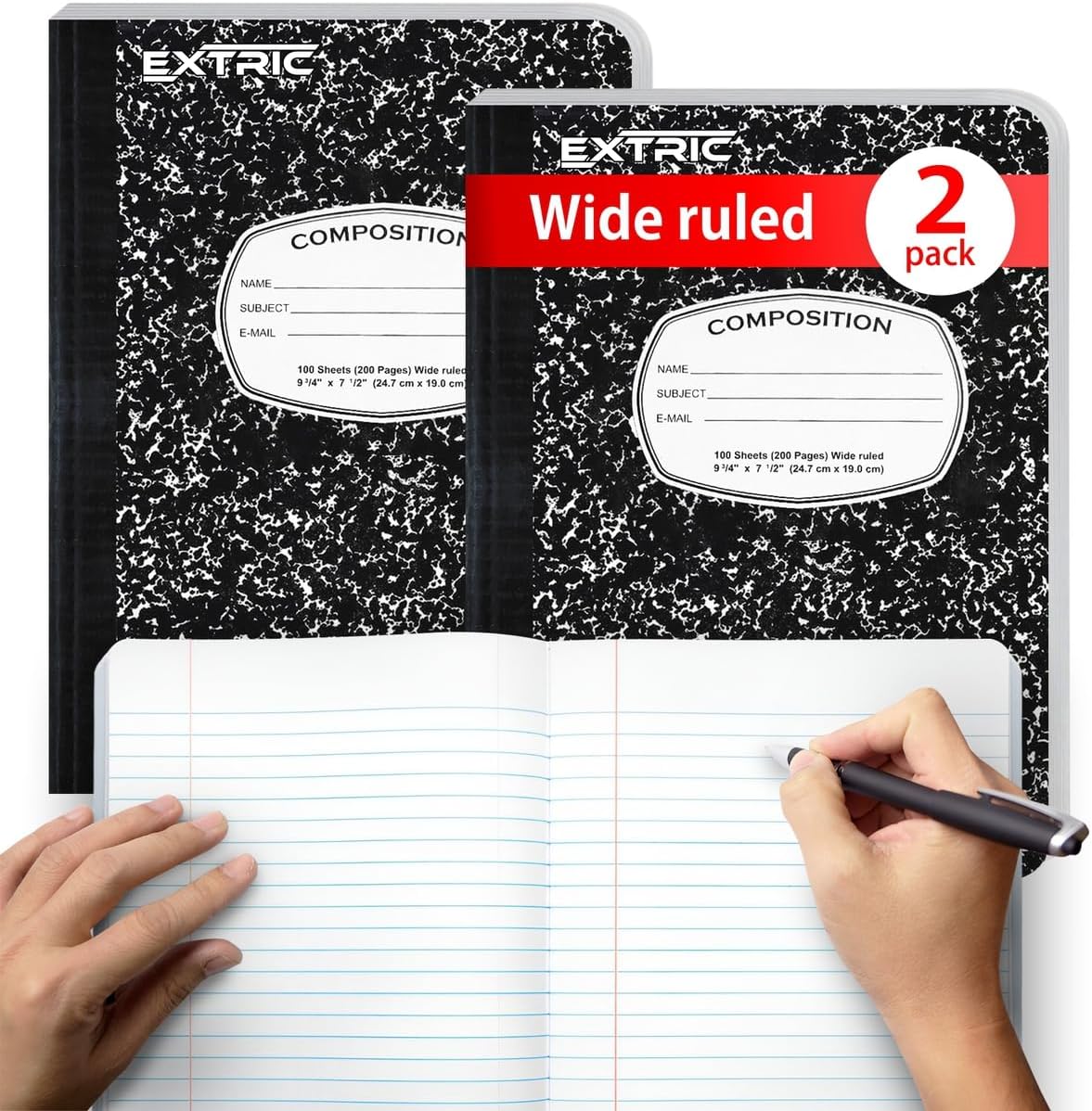 2 Pack Wide Ruled School Notebooks
