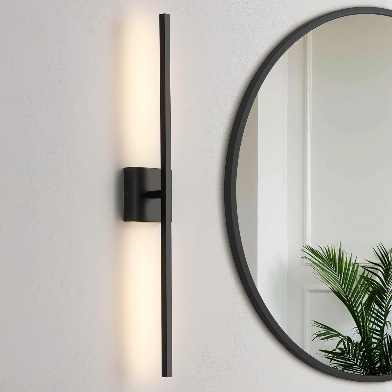 Stylish Black Bathroom Light Fixture with Dimmable LED 30ftin