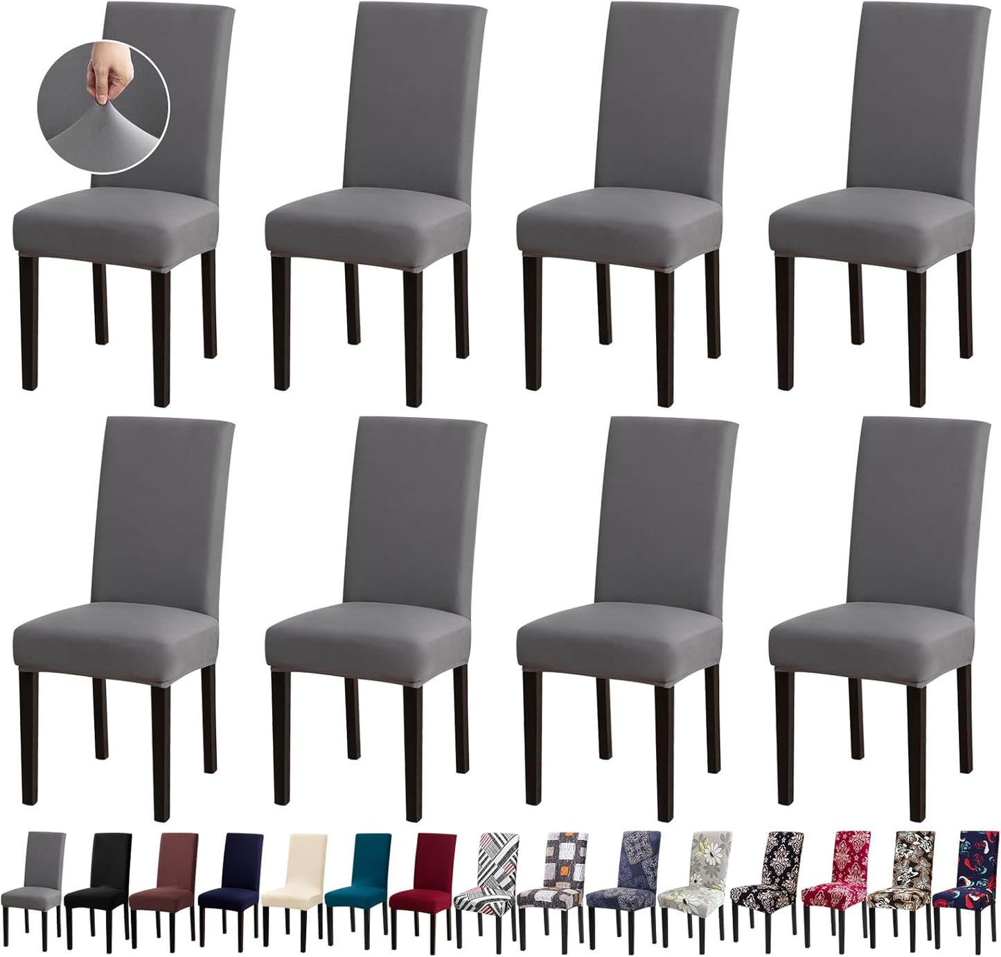 Stretch Kitchen Chair Covers Set of 8 for Dining Room Use