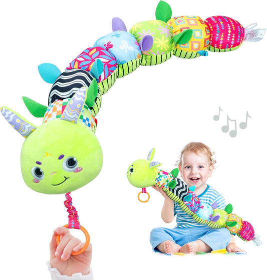Infinno Baby Musical Sensory Toy for 0-12 Months, Crinkle & Rattles, Caterpillar