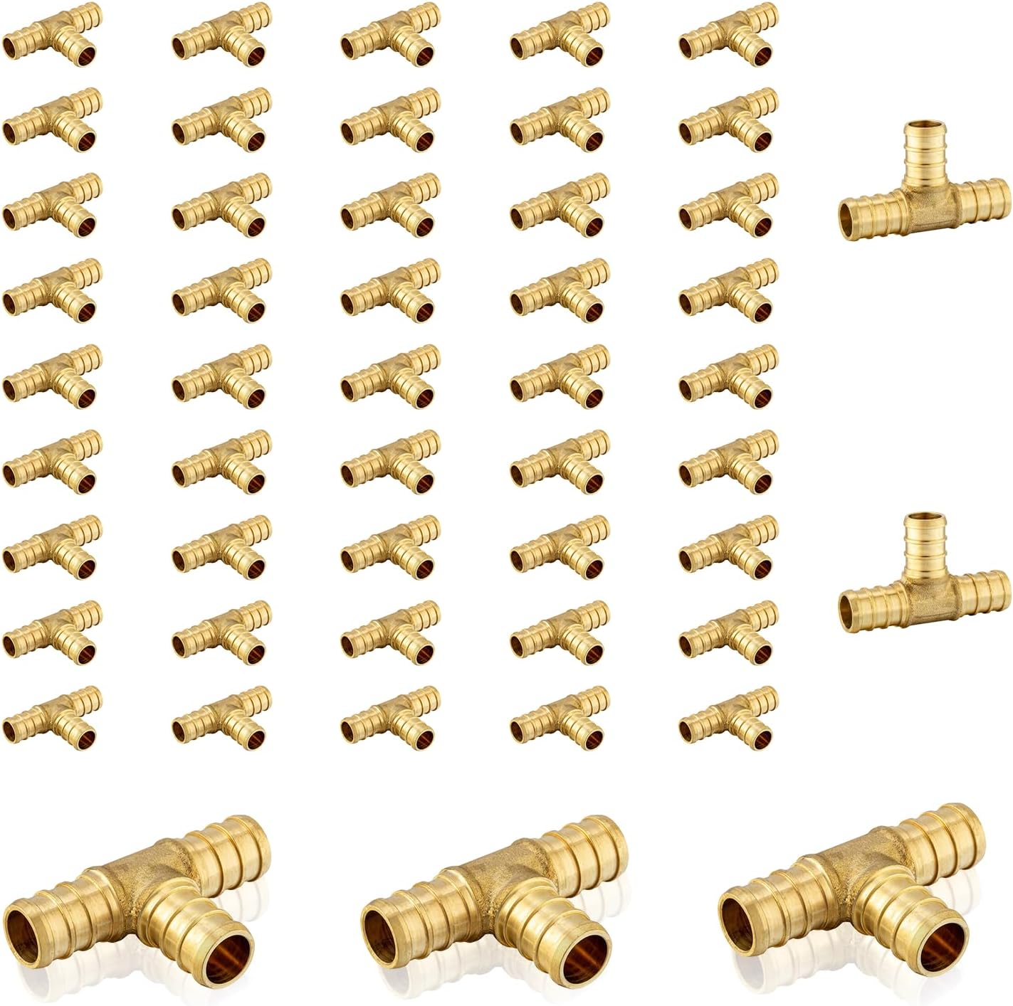 PEX Fittings 50-Pack 3/4in Brass Crimp Tee for Plumbing Needs
