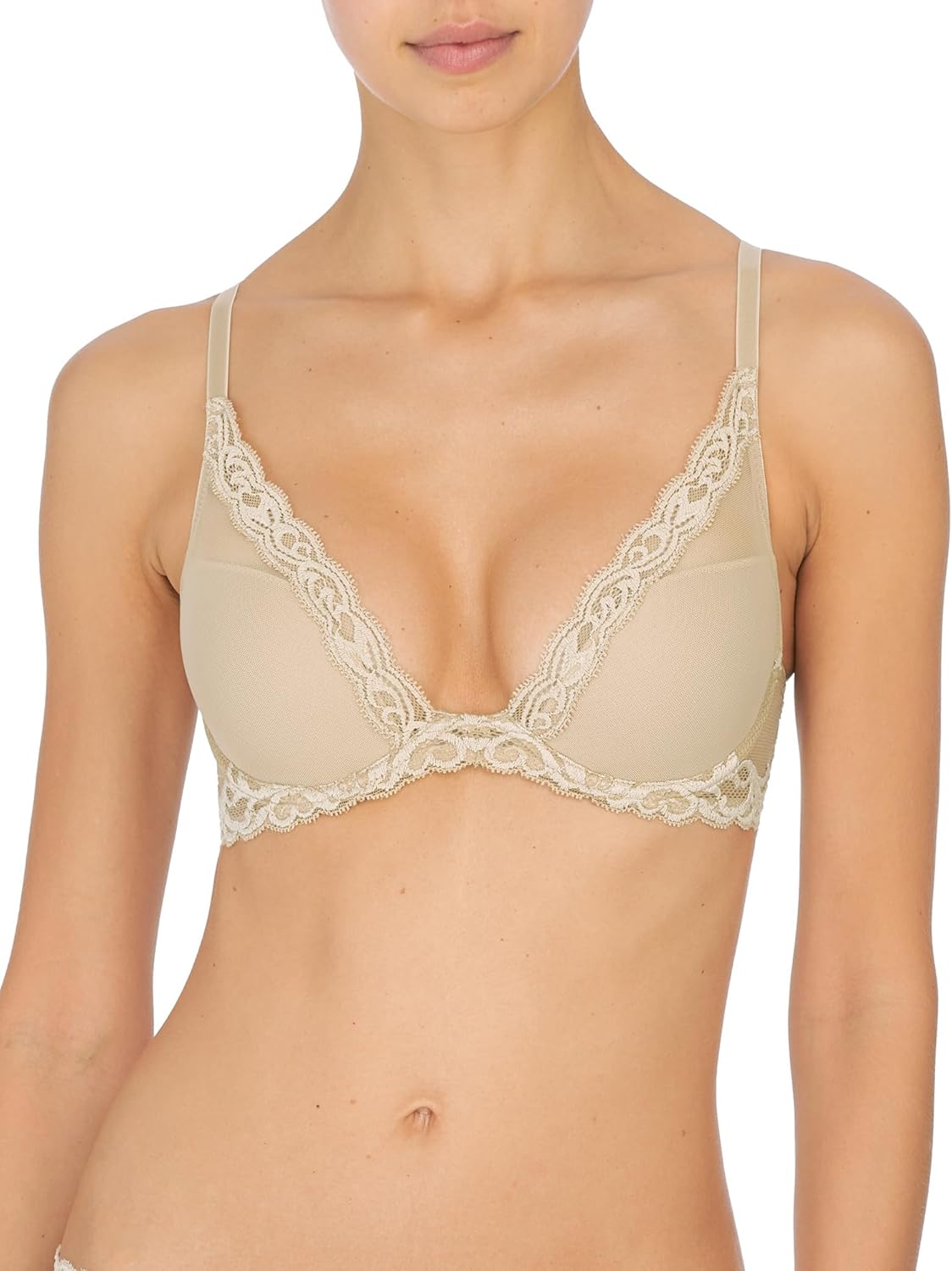 Natori Women Feathers Lace Plunge T-Shirt Bra for Comfort