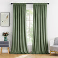 Velvet Blackout Curtain Panels Sage Green - Thermal Insulated 90in