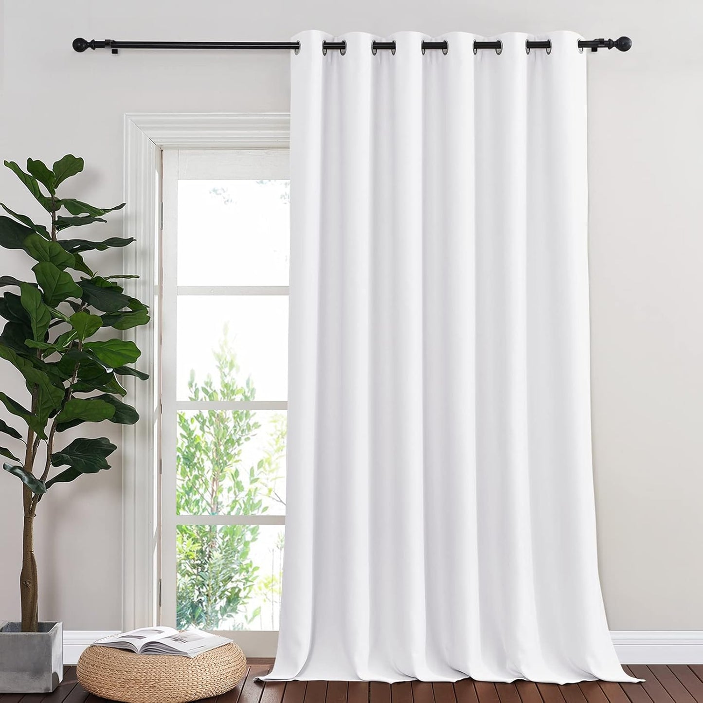 NICETOWN White Sliding Door Curtain for Bedroom and Living Room