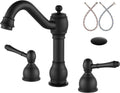 Aolemi 8 in Widespread Bathroom Sink Faucet Matte Black - Vintage Look