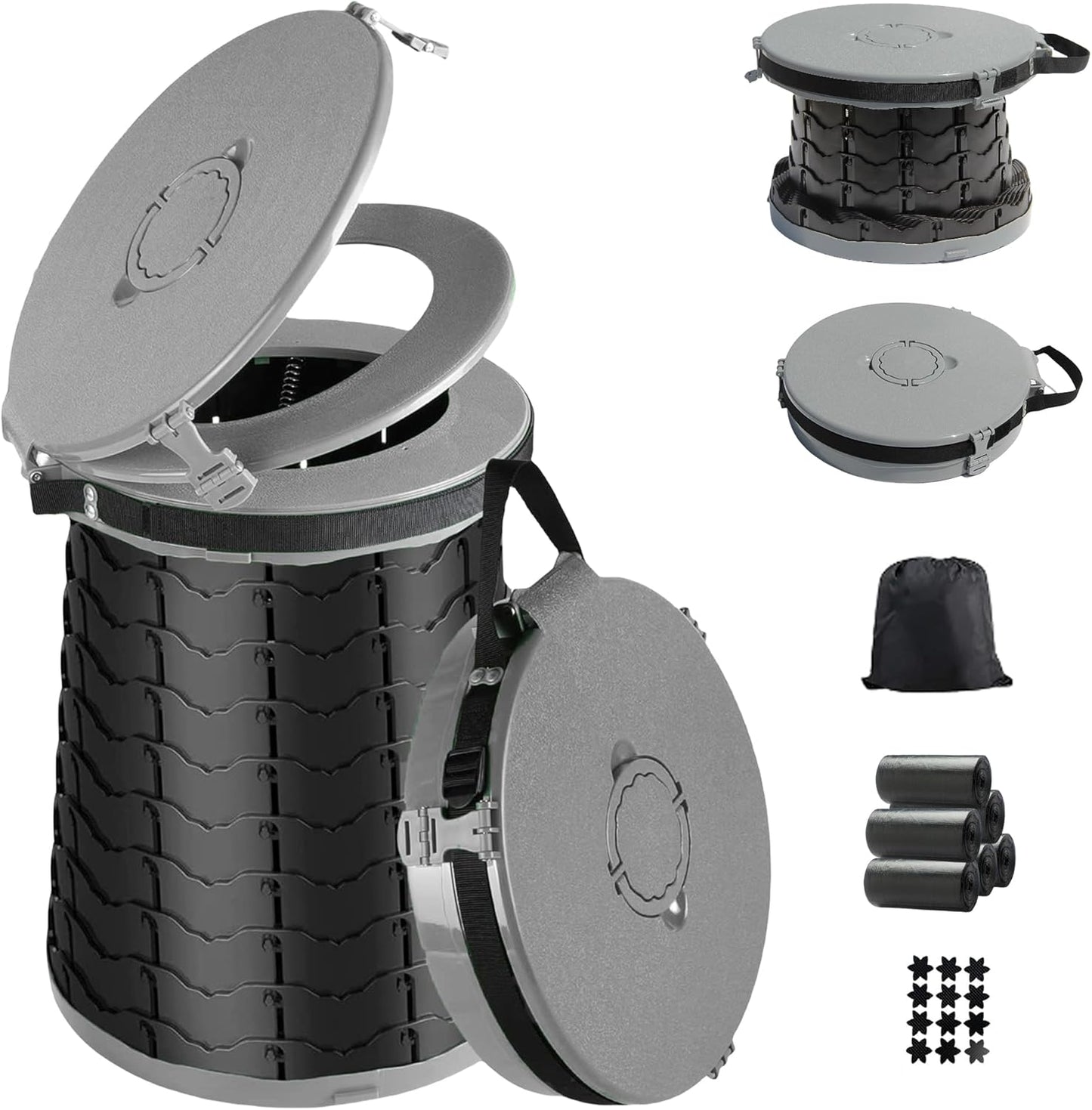 Portable XXL Camping Toilet - Adjustable & Foldable - Ideal for Travel, PLOGGING