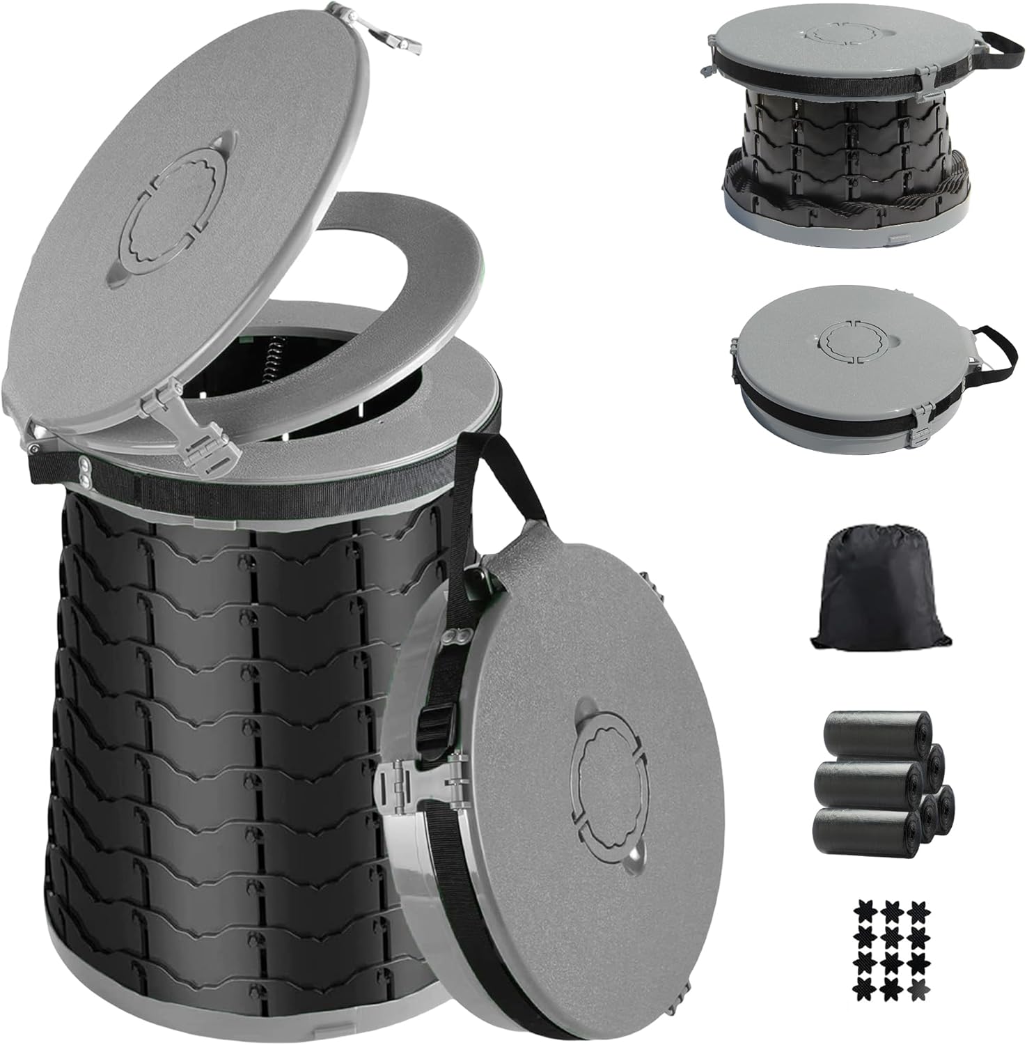 Portable XXL Camping Toilet - Adjustable & Foldable - Ideal for Travel, PLOGGING