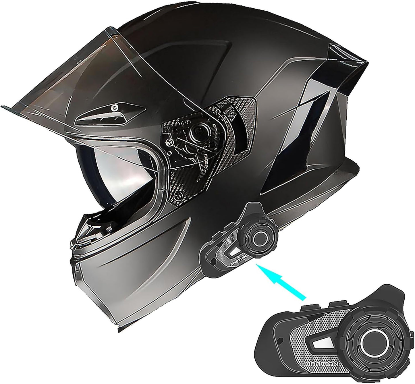 1Storm Motorcycle Full Face Helmet with Bluetooth Headset Bundle