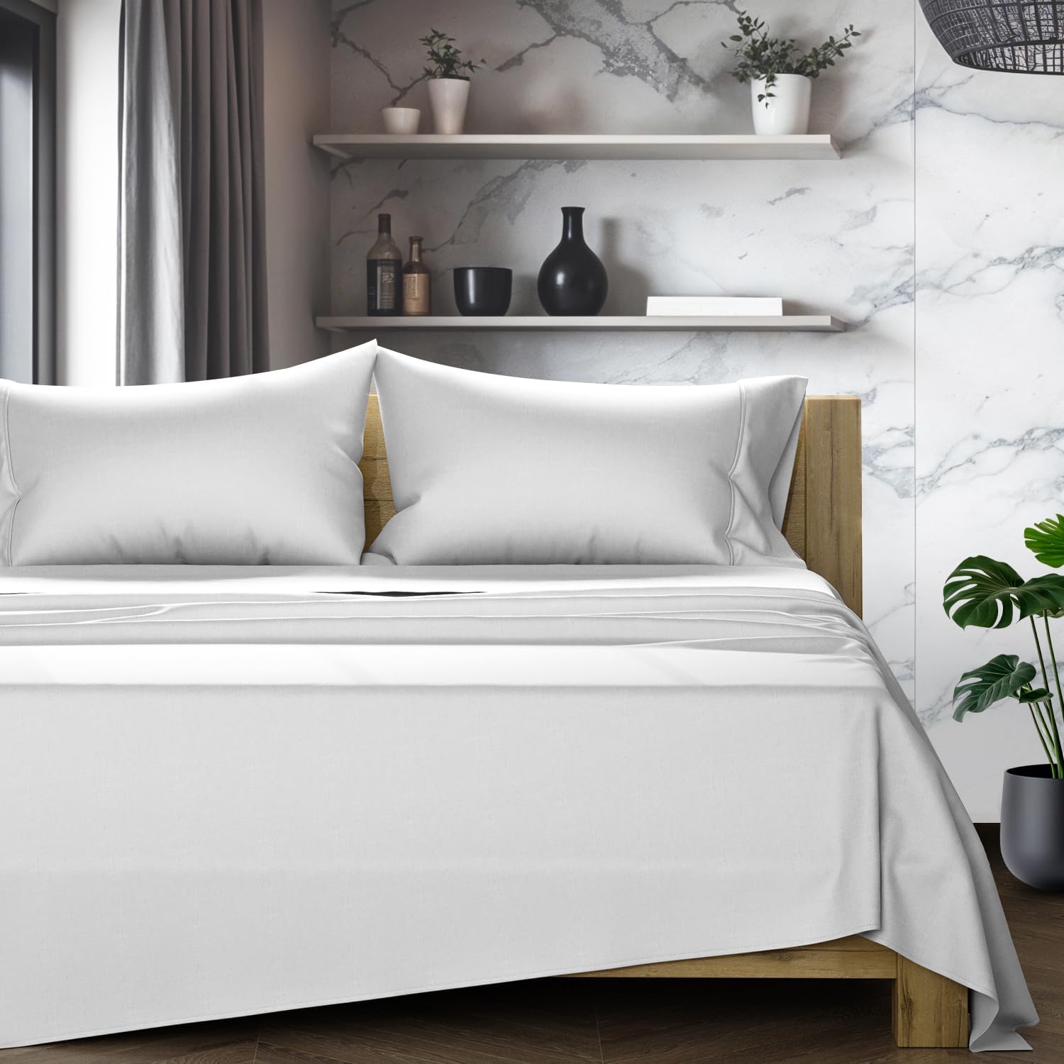 Luxurious 100% Egyptian Cotton Queen Sheets Set for Comfort